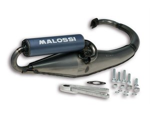 Rennauspuff MALOSSI Flip, fr APRILIA SR Motard/ PIAGGIO Typhoon (- 11-) 50ccm 2T LC lackiert, Dmpfer: Aluminium, Farbe (ESD): graublau, E-Pass