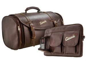 Taschenset SIP Classic, Echt-Leder Imitat, braun, inkl. Tasche fr Gepckfach und Tasche/Koffer gro fr Gepcktrger