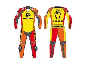 Lederkombi MALOSSI by GIMOTO, Unisex, Gre: 42, Rindsleder, Stretch Applikationen an Armen und Beine, Rckenprotektor, CE Protektoren, am Hftbereich Doppellagig
