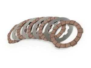 BGM PRO Superstrong Racing Red Kupplungsbelge Set inkl. Stahlscheiben - 6 Scheiben, Lambretta LI - LI S - SX - TV Serie 2,3 - DL - GP