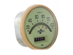 Tachometer fr Lambretta 175 TV 2 rund, -120km/h, Ziffernblatt: grn, Ziffern: schwarz,