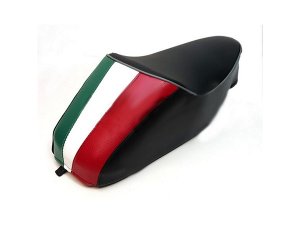 Monositzbank Tricolore Italy Mezzo fr Vespa 50-125/PV/ET3, schwarz, Keder: grau, mit Federn 