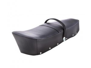 Sitzbank fr Lambretta 125 LI 3/LIS/150 LI 3/LIS/SX/175 TV 3/200 SX, schwarz, mit Halteriemen,