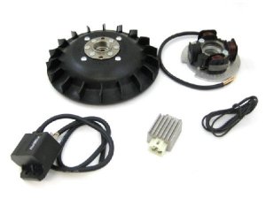 Zndung PINASCO FLYTECH, 20mm, fr Vespa PK50-125/S/XL /XL2/ETS Lfterrad: 1.100g, L 0mm, Konus 20/20mm/ 24/25mm, M12, inkl. Zndgrundplatte, Zndspule, Spannungsregler, grauer Lfter 